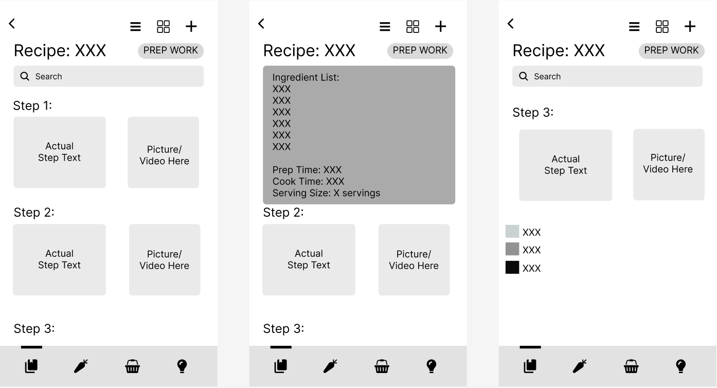 Figma frame of Cookin' recipes list